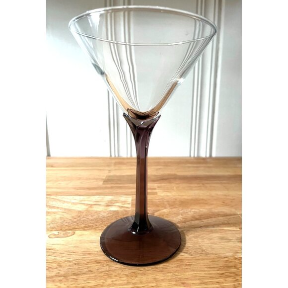 Libbey Domaine Cosmopolitan Amethyst Petal Hexagon Stem Martini Glass - Picture 1 of 10